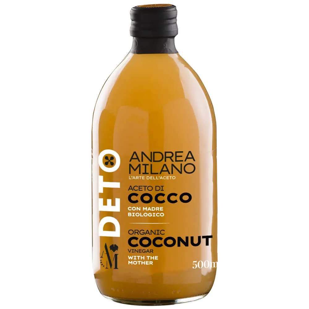 Made in Italy aceto di cocco biologico non filtrato bottiglia da 500 ml vitamine e integratori