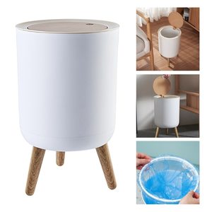 Cubo de basura con cubierta de escritorio, con cubierta de estilo nórdico contenedor de basura de grano de madera para cocina, baño, dormitorio, cubo de basura de reciclaje - Product Image 2
