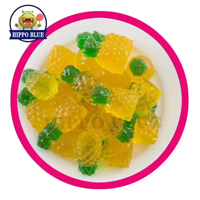 Hot sale pineapple flavor sweets mix fruit juicy soft jelly tape roll gummy candy factory wholesaler for sale
