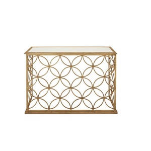 <strong>Multi</strong> <strong>Functional</strong> Metal Center <strong>Table</strong> Rounded Glass Top Antique Finishing Metal <strong>Table</strong> With Hand Curved Decorative - Product Image 3