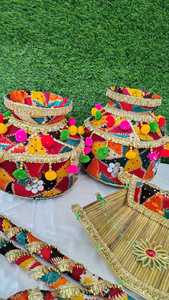 Phulkari Jaggo Set Danda, Jaggo, Chaj & Sticks Sangeet, pakistan ve Sikh düğünleri ile komple Jaago gece şartları