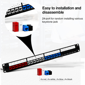 Panel de conexión IDEX Cat5e UTP 1U 24 puertos RJ45 Panel de conexión de acoplador pasante sin blindaje - Product Image 2