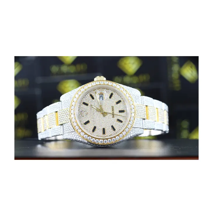 El mejor proveedor de relojes de cuarzo de diamantes de lujo estilo Hip Hop, reloj helado con tachuelas de diamantes VVS de 30 quilates