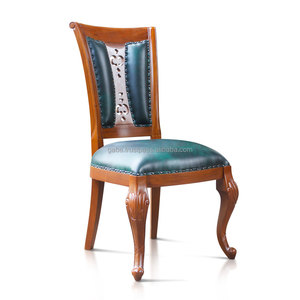Classic Style Wooden Chair with Carved Design President Dining Chair <strong>Inspired</strong> Leather Seat and Backrest for Table Use - Product Image 1