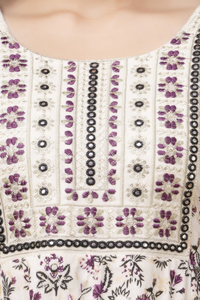 现代传统设计师人造丝Anarkali Kurti最新梭织箔印花刺绣作品出口价格 - Product Image 6