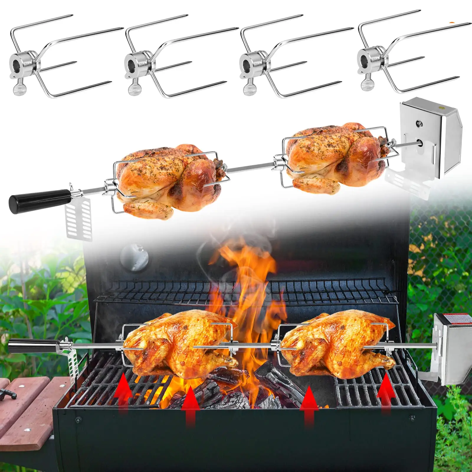 220 V Ce Roestvrijstalen Motor Bbq Spies Set Rotisserie Bbq Grill Onderdelen Rotisserie