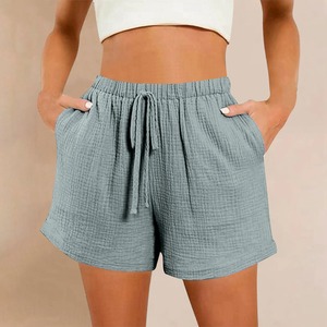 女性用ファッションコットンショーツハイウエストカジュアルモスリンチェック柄柄軽量リップジーンデザイン夏のコンフォート