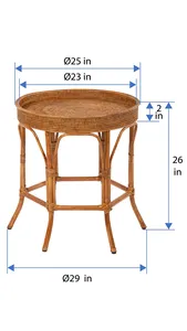高端品质天然藤制茶几柳条圆形茶几设计师边桌柳条批发 - Product Image 4