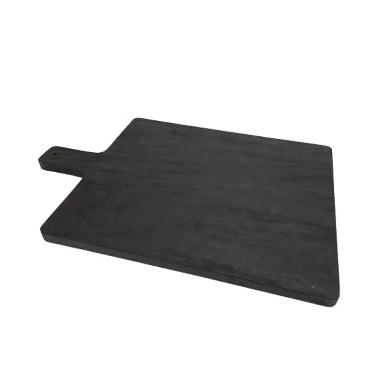 Set Of 2 Mango Wood Rectangle Chopping Board With Handle Brush Black Colour Large Size New Style Cutting Blocks