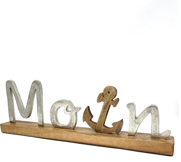 Base de madeira personalizada Moin Lettering para presente de aniversário, base de alumínio e ancoragem em madeira de manga