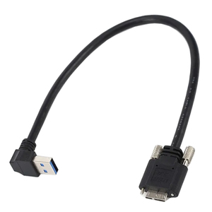 用于计算机扩展数据传输的90度USB3.0 5Gbps Micro-B电缆螺纹锁编织屏蔽直角 - Product Image 5