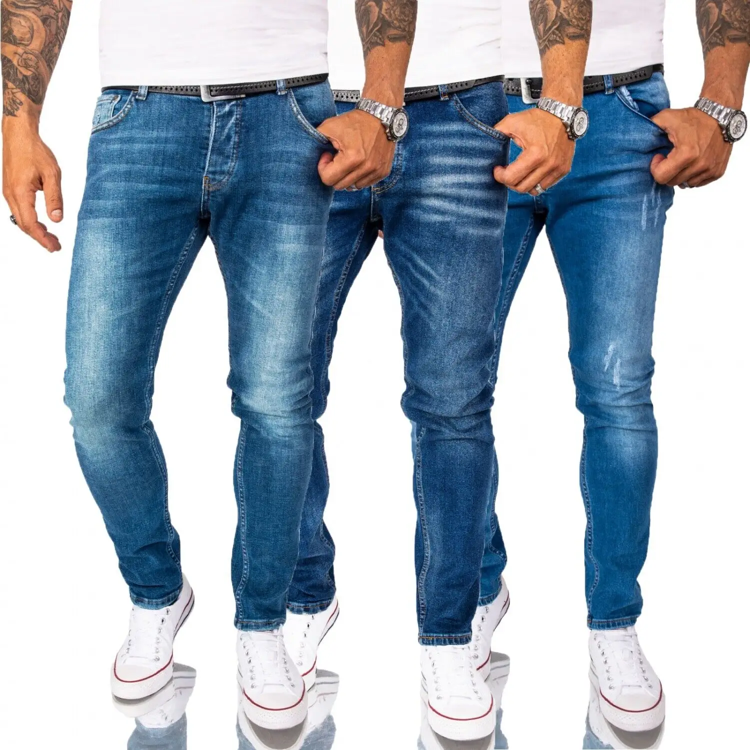 Nieuwe Custom Design Jeans Jonge Mannen Katoen Elastische Straight Lichtblauw Regular/Slim Fit Uitgerekt Denim Jean Pant