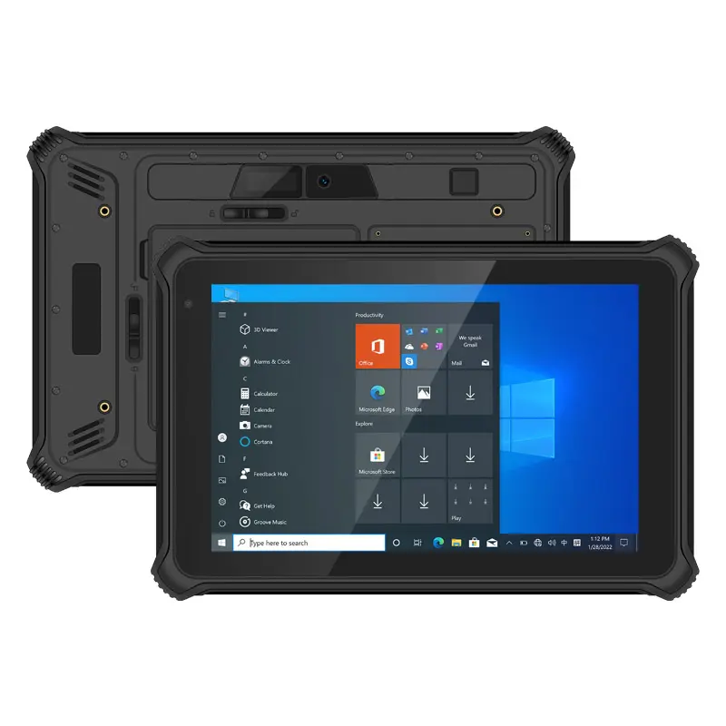 Tablet PC Windows kasar, tahan air IP67 keamanan 10 inci RS232 M7N GPS biometrik sidik jari NFC