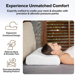 Memory <strong>Foam</strong> Support for Optimal Alignment Hypoallergenic and Breathable Design for Comfortable Sleep Cervical Pillow Neck Pain - Product Image 2