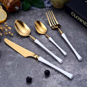 <strong>Flatware</strong> Cutlery Set With <strong>Bone</strong> <strong>Handles</strong> Set of 4 Gold Polished Tableware Food Cutlery Set Kitchenware and Dining Table Usage - Product Image 4