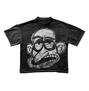 カスタムメンズヒップホップ流行グラフィックボックスフィットTシャツ特大ビンテージウォッシュカスタムロゴデザインUSAストリートウェアファッション - Product Image 3