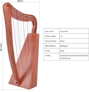 2024 più recente Walter classico arpa a 15 corde con borsa gratuita, Mini arpa, legno massiccio lira arpa corda arpa