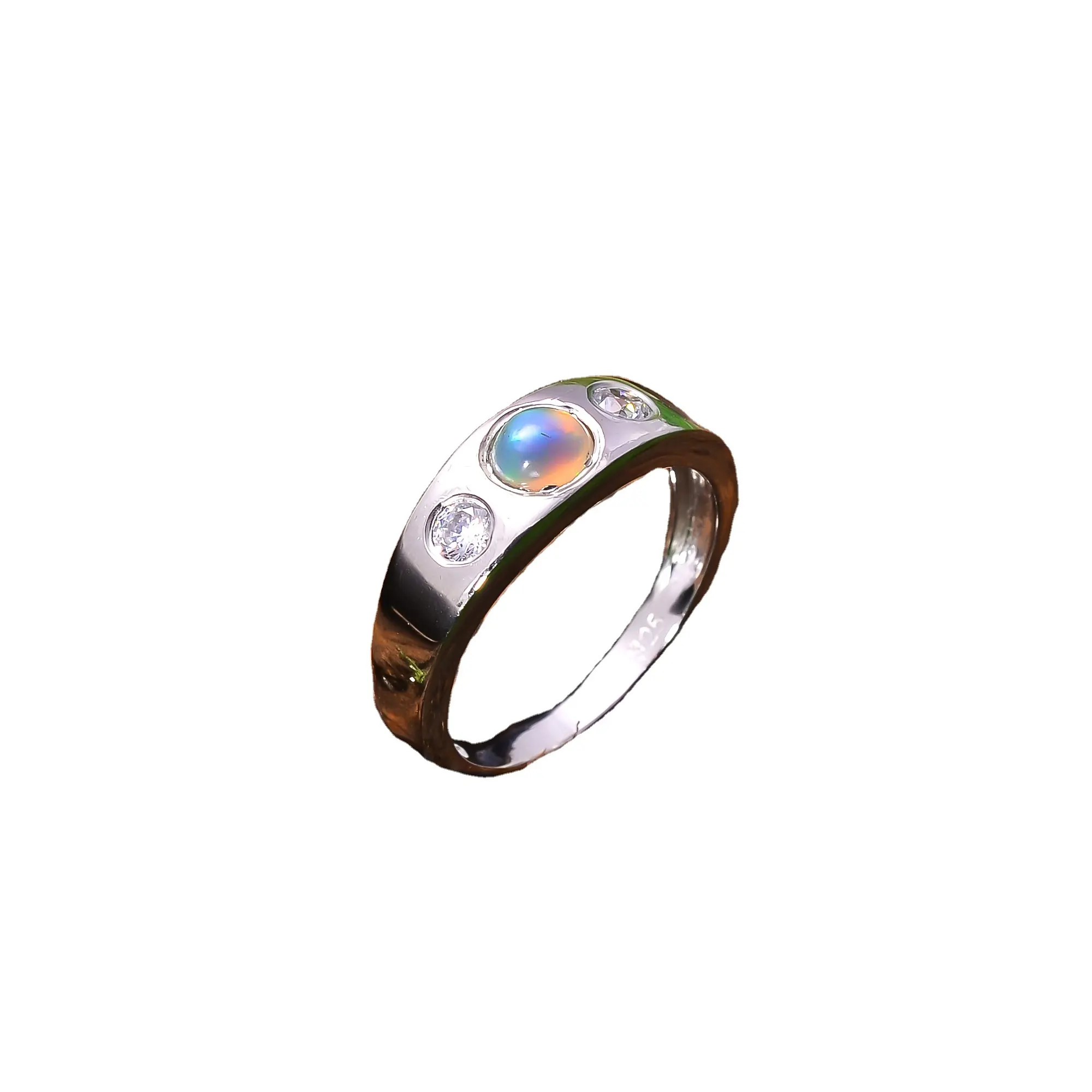 92,5 Sterling Silber 2,8 Gramm Ring, natürlicher äthiopischer Opal und Zirkon Edelstein Neueste einfache Design Top-Qualität