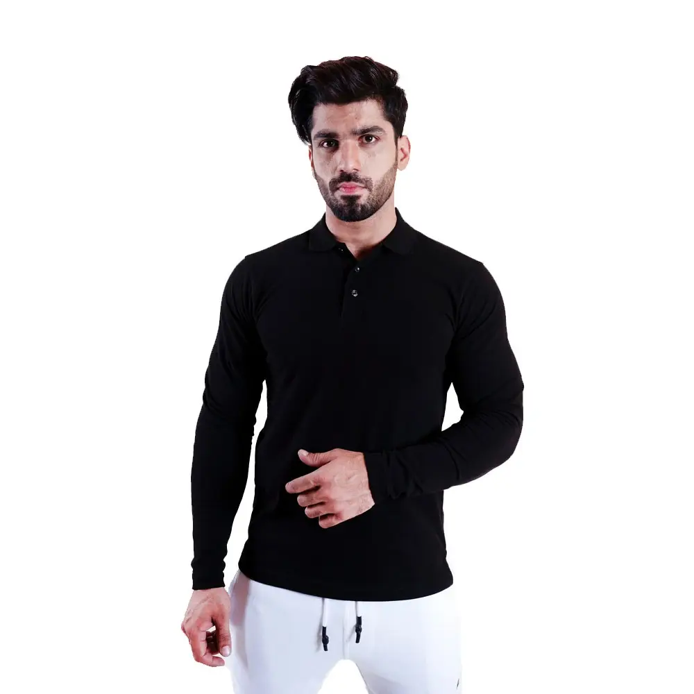 Top Design di tendenza da uomo in cotone nero in bianco su misura a maniche lunghe T-shirt in vendita da uomo con magliette aderenti da palestra