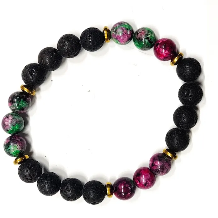 Rubino Zoisite con perline di Lava regolabile 8mm perline elasticizzato a buon mercato all'ingrosso bracciale uomo delle donne regali idee per lui e per lei