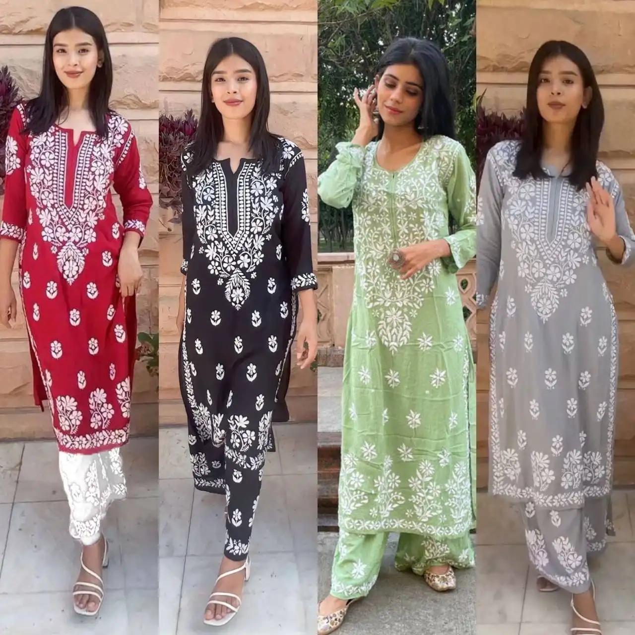 FULPARI女性既製インド服プリント刺Embroideryプラゾクルティとデュパッタセットガールズレディース低価格Dgb Exports