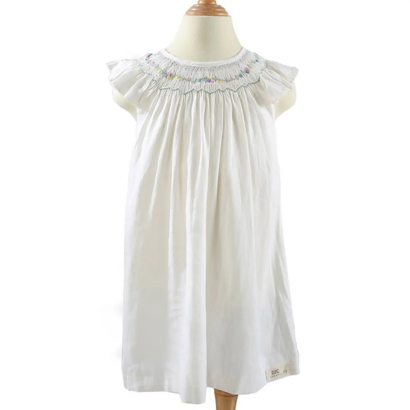 Çocuk giyim kız giyim kız elbise kız önlüklü elbise çocuklar için beyaz kısa pamuk özelleştirilmiş tasarım lüks