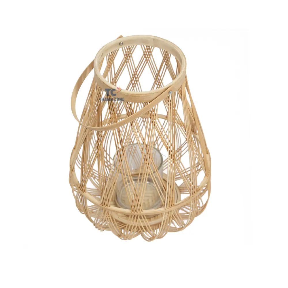 Fabricante Dormitorio Decoraciones Bambú Linterna Lámparas de mesa Tejido natural Hecho a mano Mimbre OM