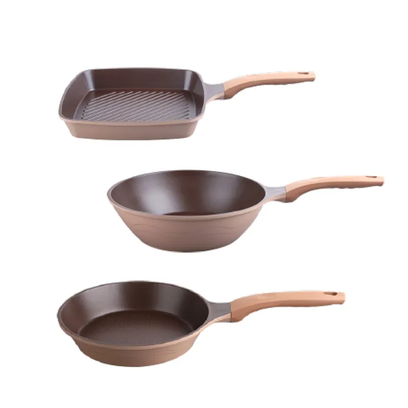 Set di pentole Wok per friggere OEM pentole da cucina in alluminio pressofuso padella per uova cottura a casa padella antiaderente