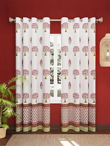 Nouveauté pur 100% coton Jaipur main bloc imprime rideaux pour salon décor imprimé fleuri rideau