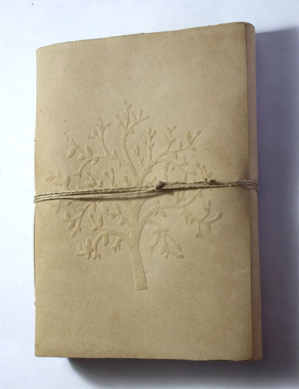 Caderno indiano feito à mão com desenho de árvore da vida, capa frontal em relevo, couro cáqui marrom, caderno diário para homens e mulheres