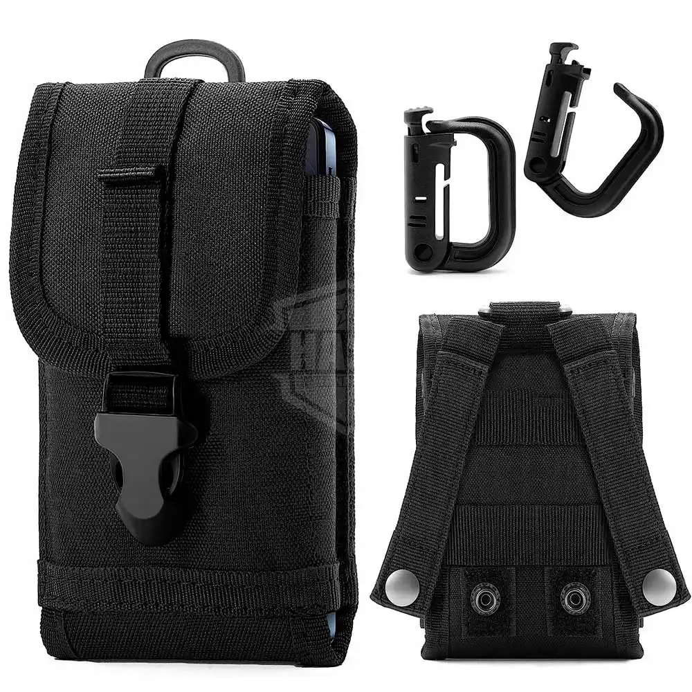 Molle bolsa com coldre para celular, bolsa de cintura para telefones e outros uso, cinto com clipe, travamento d-ring, estilo único
