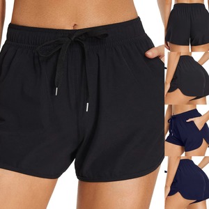 ハイウエスト女性用水着ボトムスイムショーツポケット付き弾性ウエストボード水着ボトム