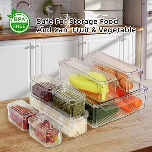 Organizador Apilable de Nevera con Tapa, Contenedor de Almacenamiento sin BPA para Alimentos, Frutas, Verduras, PP - Product Image 2