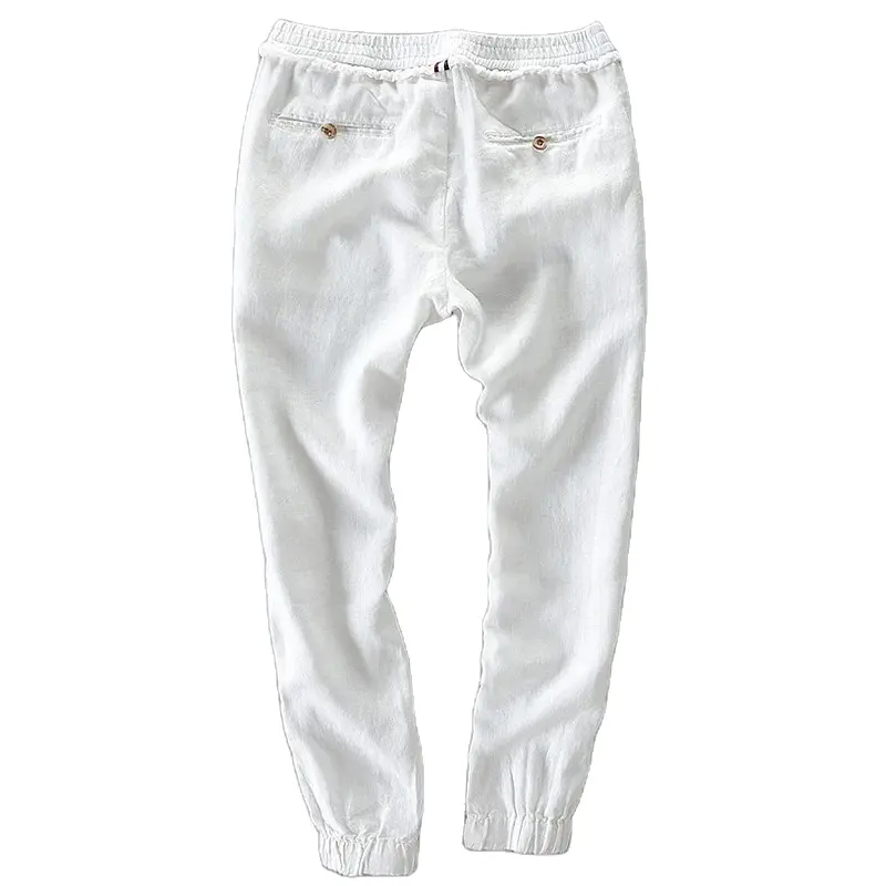 Pantalon élastique en lin décontracté pour homme, style 2024, confortable et facile à dormir, tendance 100%