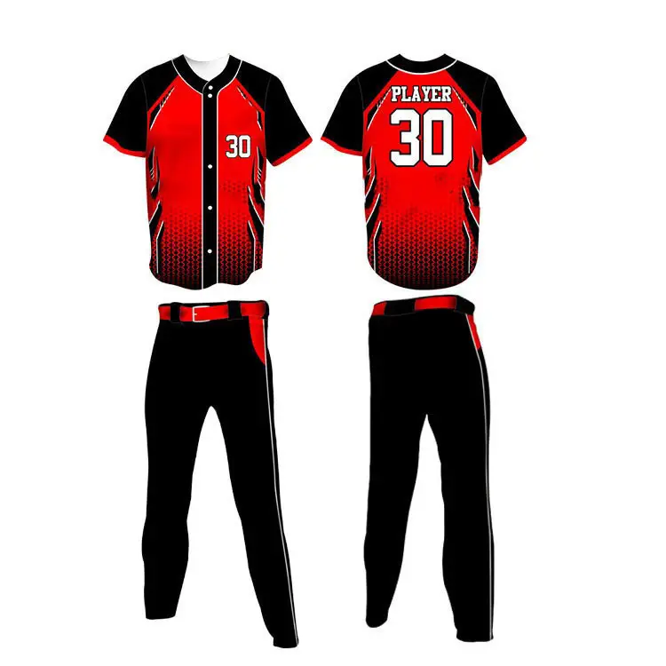 Sublimación poliéster béisbol Jersey traje diseño Jersey y pantalón Kit al por mayor personalizado varios estilos uniforme de béisbol