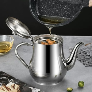 70oz paslanmaz çelik mutfak yağı Pot kaleci silindir şekli süzgeç konteyner için yemeklik yağ depolama şişeleri kavanoz