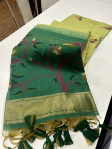 Banarasi Phong Cách Tinh Khiết Mềm Muga Cotton Với Màu Sắc Đầy Đủ resham Dệt Jamdan Pallu Làm Việc Một Phút Vải Saree Áo Truyền Thống - Product Image 3
