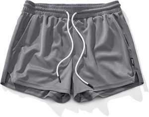 Pantalones cortos de malla personalizables para hombre, Cintura elástica de secado rápido, impresión por sublimación sólida informal de verano, MOQ bajo, cuerda de dibujo con logotipo personalizado - Product Image 6