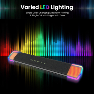ステレオサウンドを備えたUSB入力コンピューターサウンドバー流れるLEDデスクトップラップトップモニターBluetooth PCゲーミングスピーカー - Product Image 3