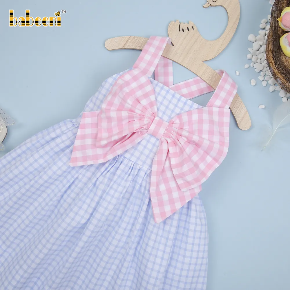 Büyük yay pencere bölmesi kız elbise OEM ODM çocuk önlük elbise özelleştirilmiş el yapımı nakış toptan üretici-BB2996