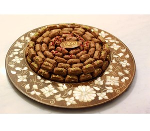 Chocolate Mother of Pearl <strong>Inlay</strong> Wooden Tray for Serving with Suitable Price for Ramadan Holiday From Vietnam - Product Image 1