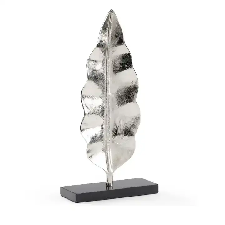 Dikdörtgen taban gümüş parlak bitmiş satış toptan fiyat ile ofis masaüstü için alüminyum tutma yaprak heykel