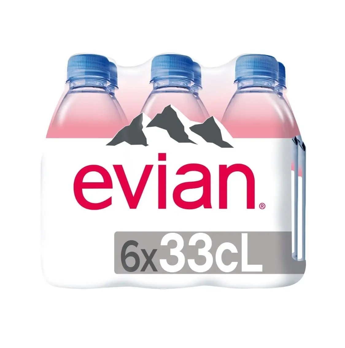 Evian 75CL PET ขวดน้ําแร่ฝรั่งเศสจํานวนมาก