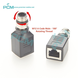 M12 A-Code 8 Pin maschio A RJ45 presa adattatore rotante per automazione industriale Ethernet DeviceNet macchina fotografica - Product Image 1