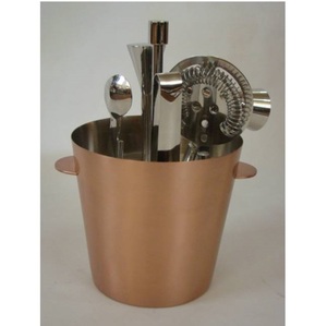 Kulübü parti kullanıma hazır son tasarım paslanmaz çelik Bar aracı Set süzgeç jibar buz tong bar dekor için ahşap standı ile - Product Image 6