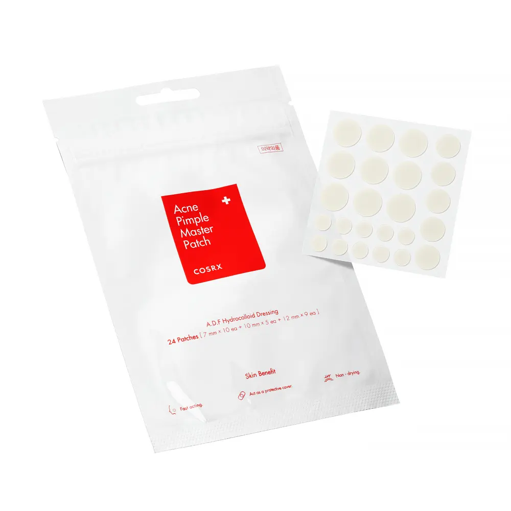 COSRXAcne Pimple Patch (24 Counts) Absorbing Hydrocolloid Original 3 Size Patches for Blemishes and Zits Cover, Spot Stickers