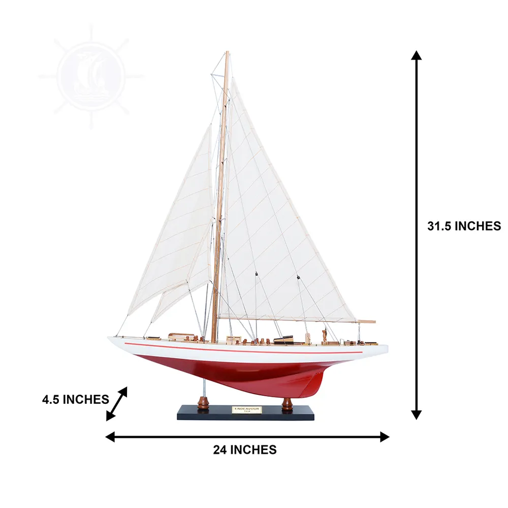 Endeavour Model Ship Painted 60 cm Handcrafted Wooden Replica with Display Stand, Collectible, Decor, Gift, Wholesale