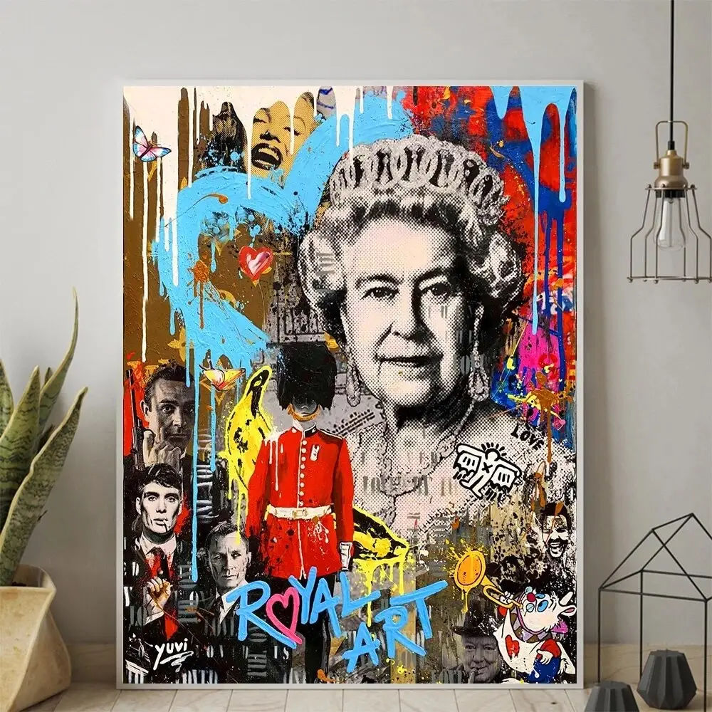 भित्तिचित्र पॉप कला इंग्लैंड की रानी कैनवास पेंटिंग रंगीन Cuadros पोस्टर और प्रिंट दीवार कला चित्र कमरे में रहने वाले Hom सजावट