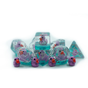 Özel D & D sıvı çekirdek zar ve sıvı mor ördek keskin kenar zindan ve ejderha Pathfinder kurulu oyunları 7 adet zar seti - Product Image 4
