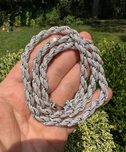 Erkek 7.5mm katı 925 ayar gümüş mozanit halat zincirler güzel gümüş zincirler mükemmel kesim özelleştirilmiş takı - Product Image 6